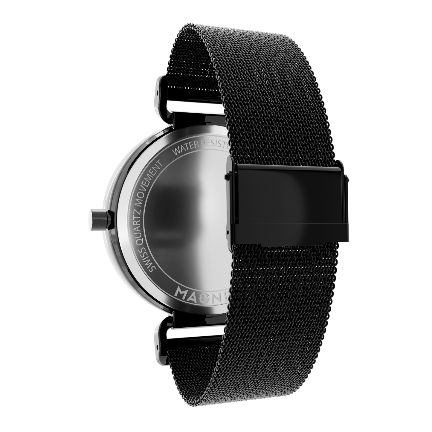 Magneto-Watch-Bella-Black-Anthracite-Maschenarmband-Sicherheitsverschluss-Schwarz-16mm-Side
