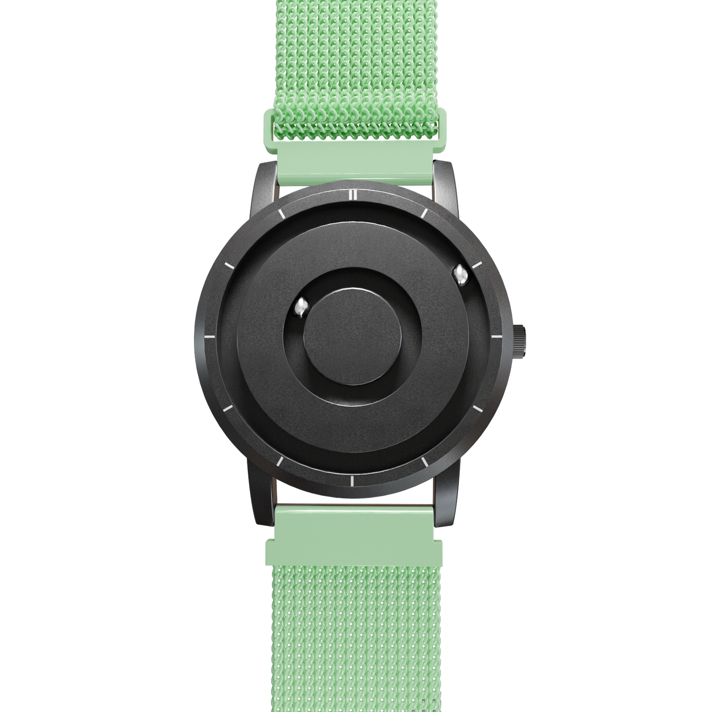Magneto-Watch-Jupiter-Black-Maschenarmband-Mint-Front