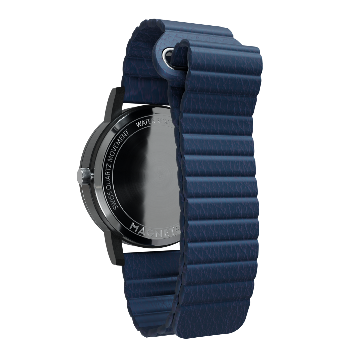 Magneto-Watch-Jupiter-Black-Kunstleder-Magnetisch-Blau-Back