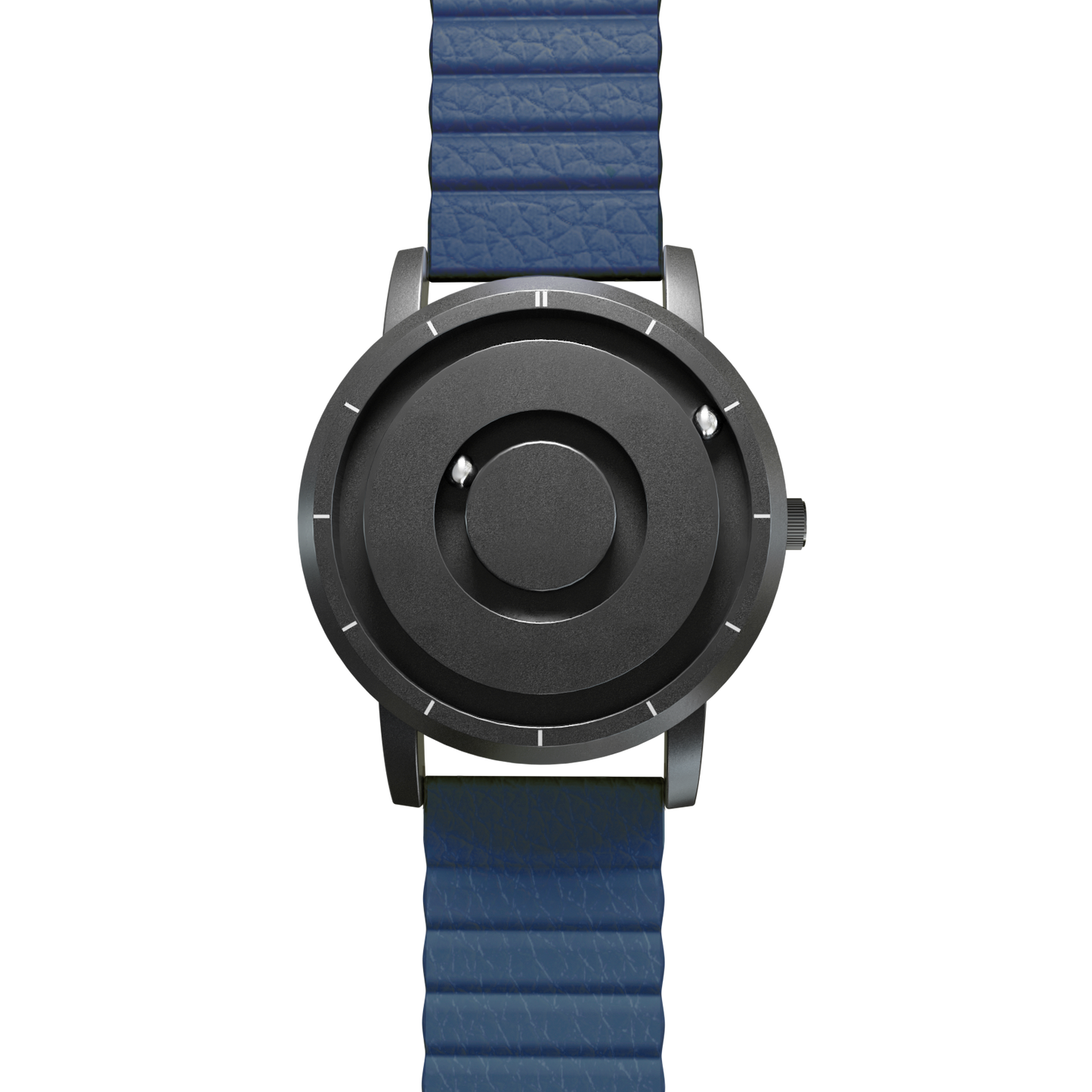 Magneto-Watch-Jupiter-Black-Kunstleder-Magnetisch-Blau-Front