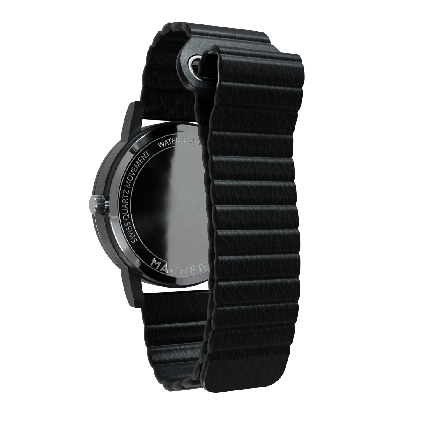 Magneto-Watch-Jupiter-Black-Kunstleder-Magnetisch-Schwarz-Back