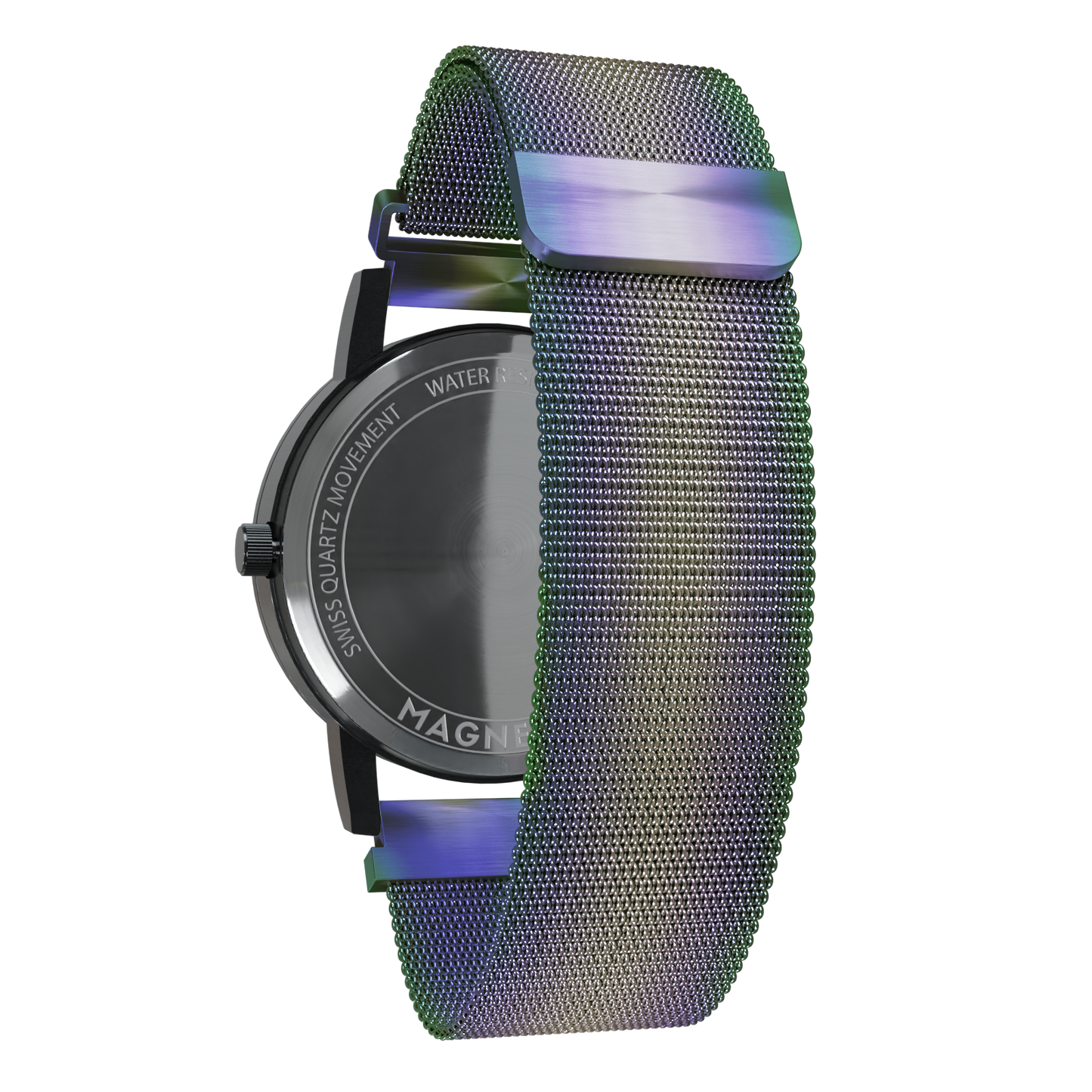 Magneto-Watch-Jupiter-Black-Maschenarmband-Flip-Flop-Back