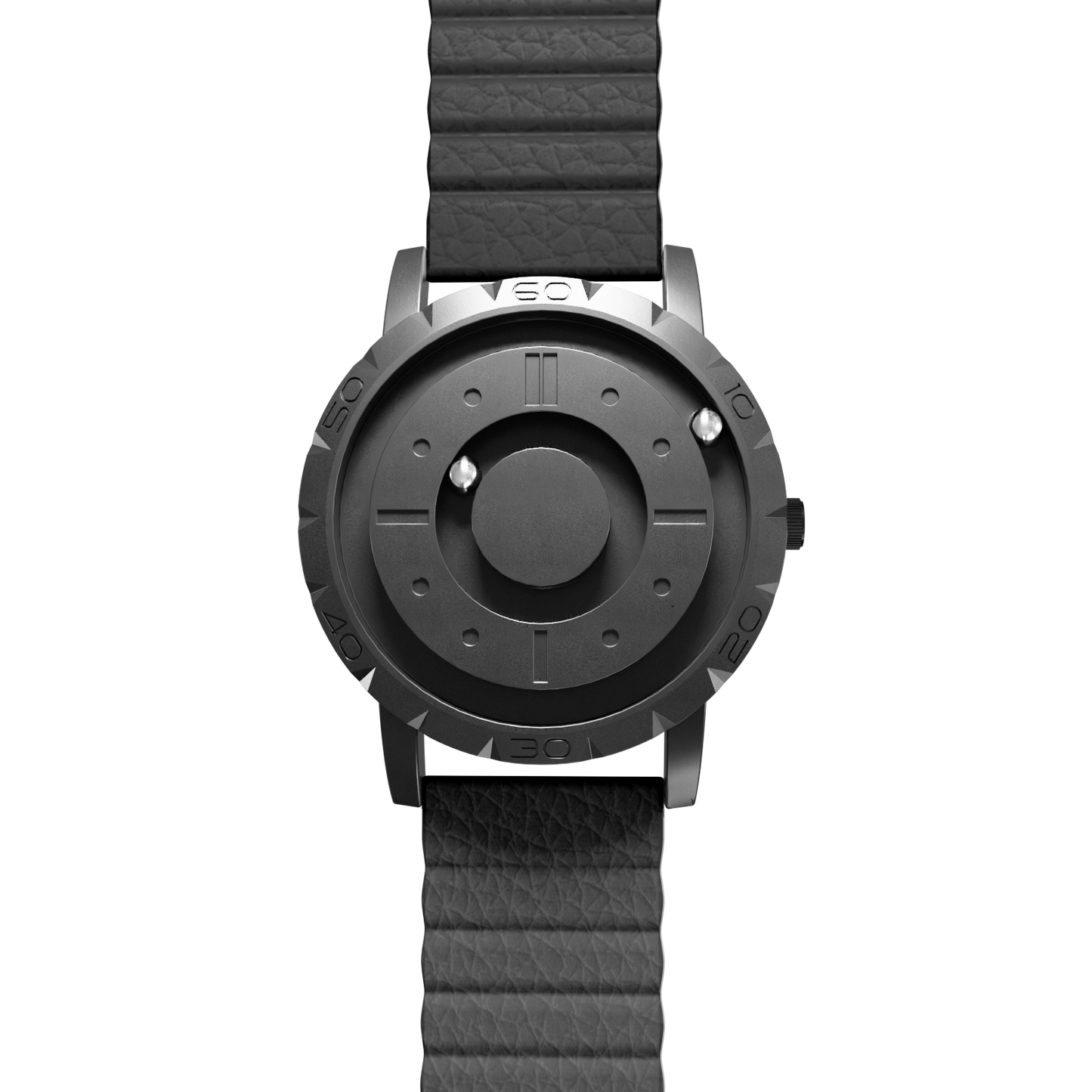 Magneto-Watch-Komet-Black-Kunstleder-Magnetisch-Schwarz-Front
