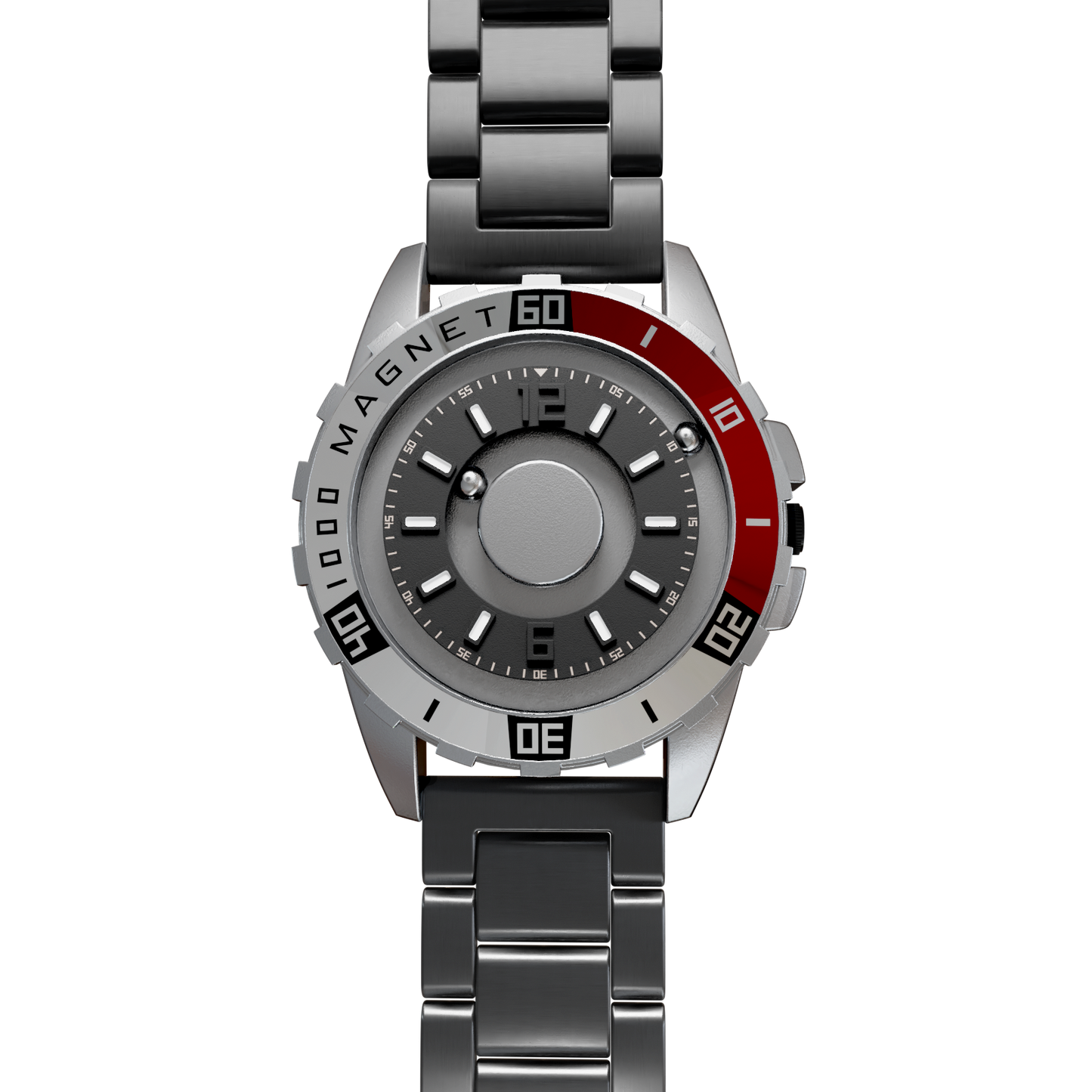 Magneto-Watch-Uranus-Red-Edelstahl-Schwarz-Front