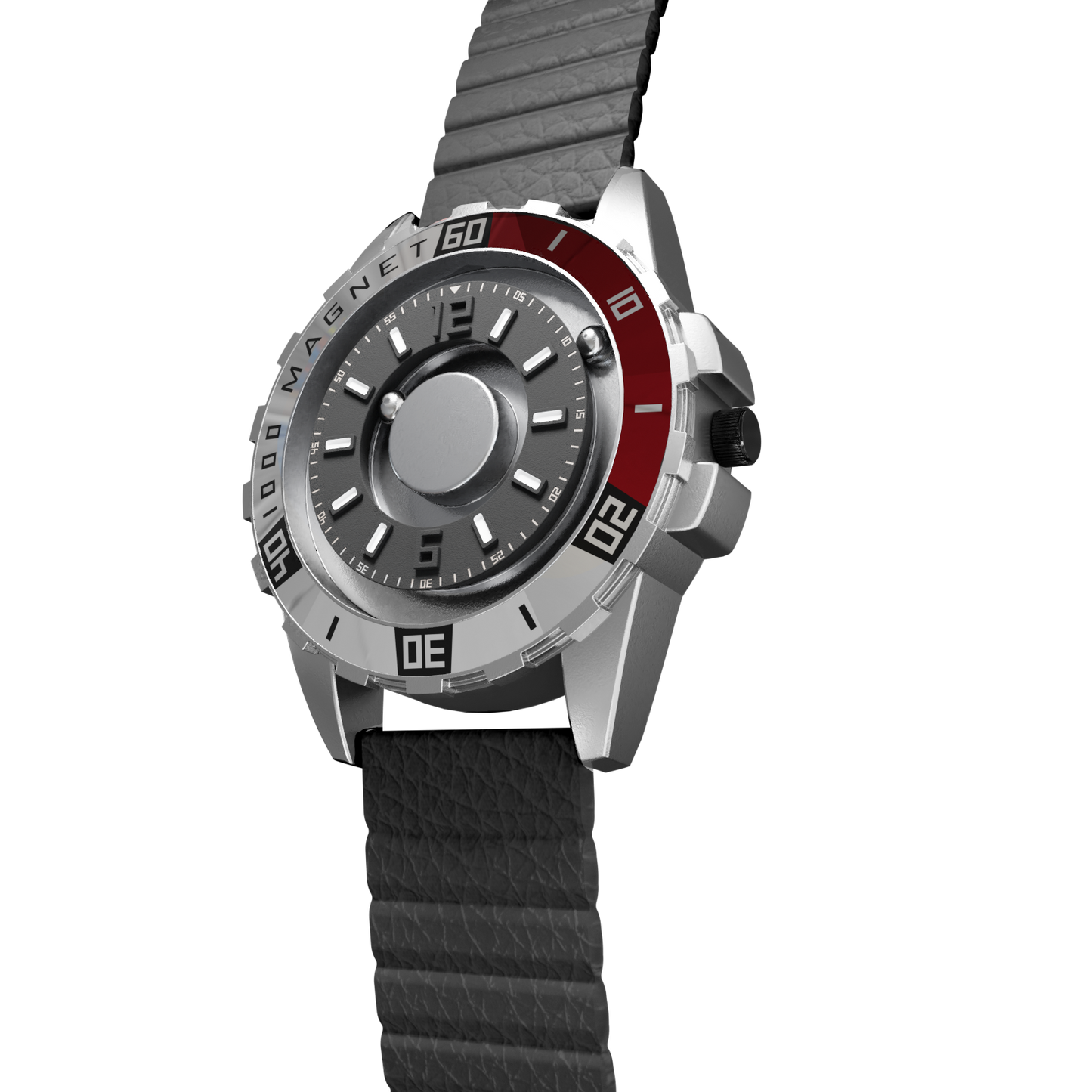 Magneto-Watch-Uranus-Red-Kunstleder-Magnetisch-Schwarz-Side