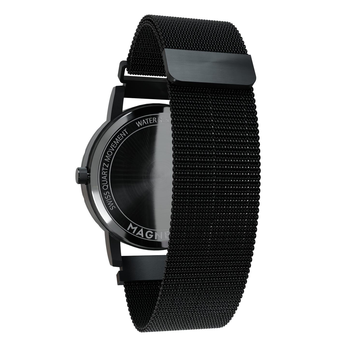 Magneto-Watch-Wave-Black-Maschenarmband-Schwarz-Back