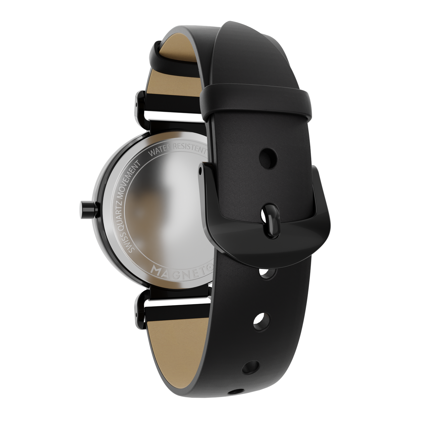 Magneto-Watch-Bella-Black-Anthracite-Satin-Leder-Schwarz-Back