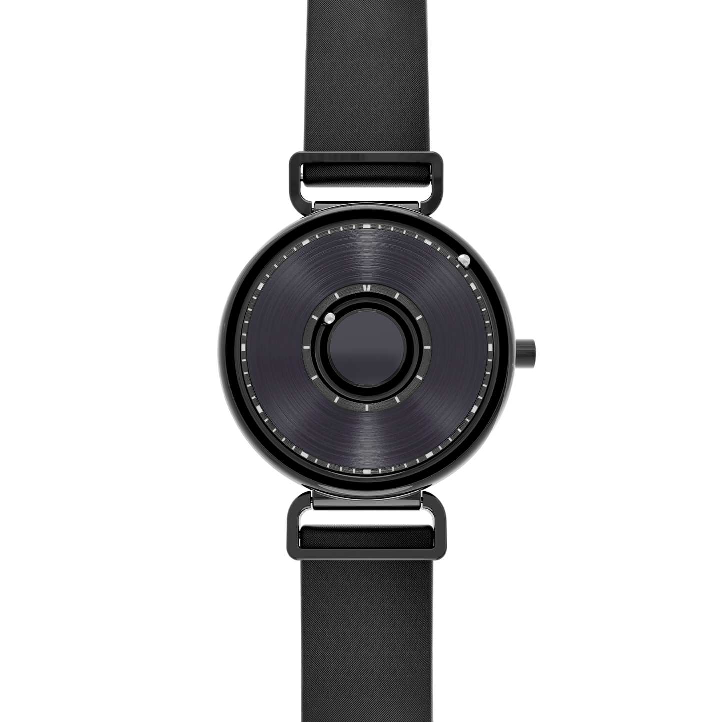 Magneto-Watch-Bella-Black-Anthracite-Satin-Leder-Schwarz-Front