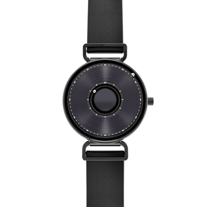 Magneto-Watch-Bella-Black-Anthracite-Satin-Leder-Schwarz-Front