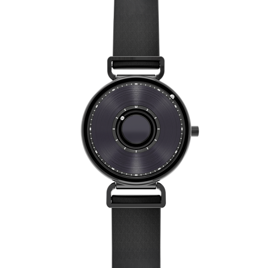 Magneto-Watch-Bella-Black-Anthracite-Satin-Leder-Schwarz-Front
