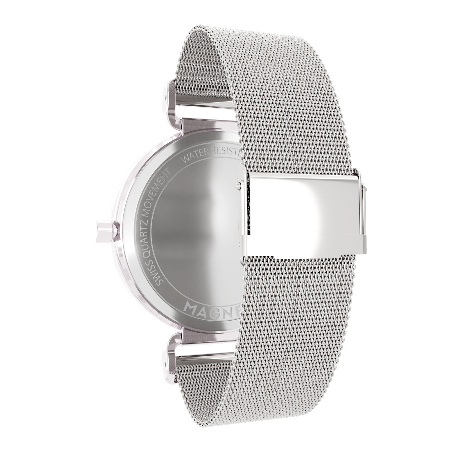 Magneto-Watch-Bella-Silver-Pearl-Maschenarmband-Sicherheitsverschluss-Silber-16mm-Side