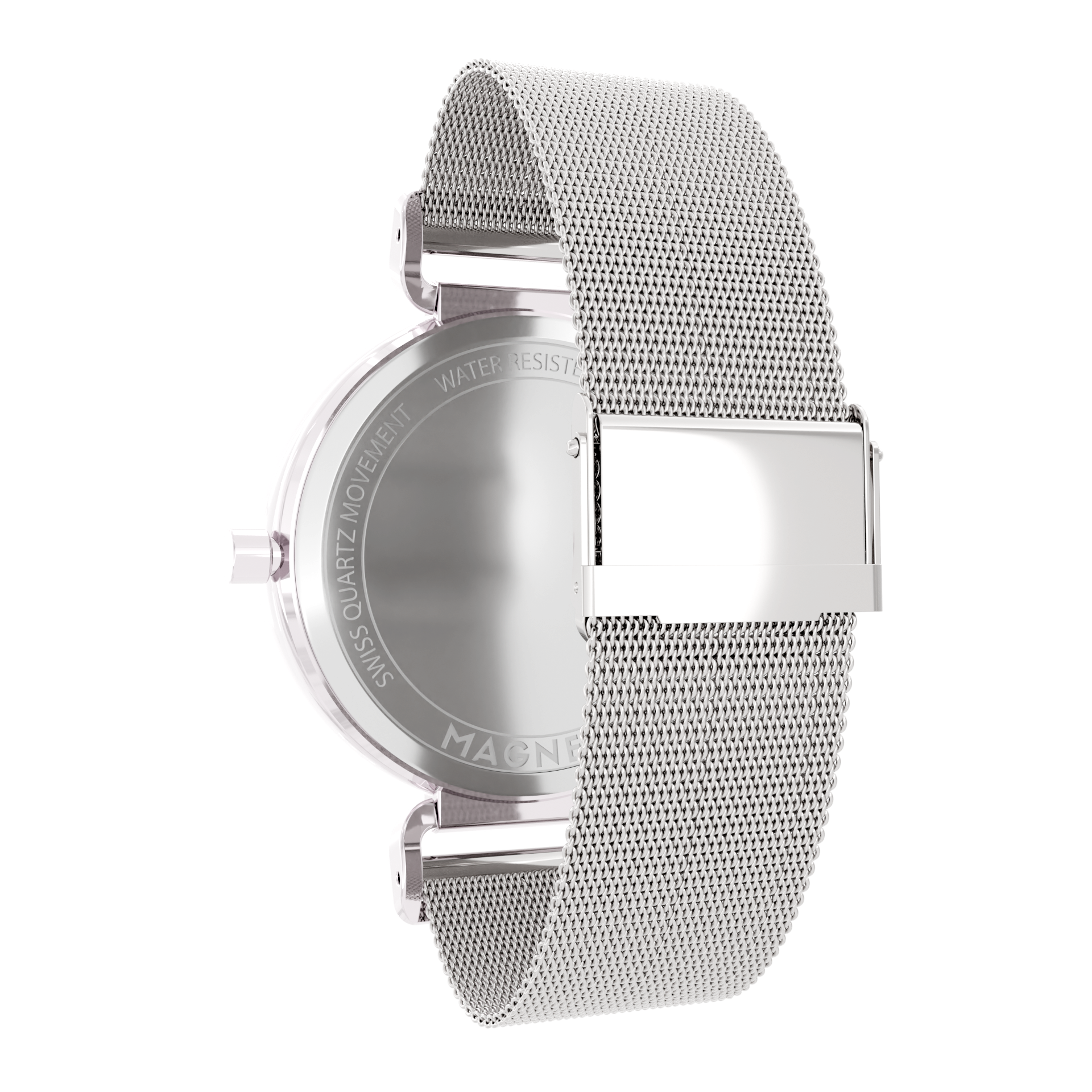 Magneto-Watch-Bella-Silver-Pearl-Maschenarmband-Sicherheitsverschluss-Silber-16mm-Side