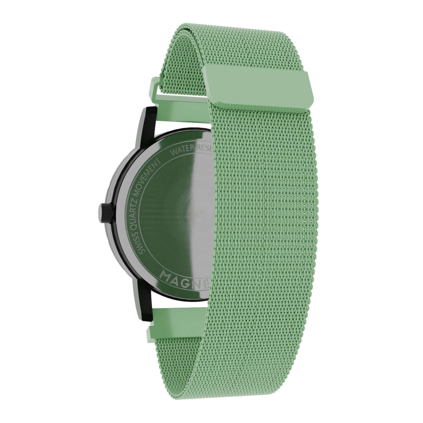 Magneto-Watch-Jupiter-Black-Maschenarmband-Mint-Back