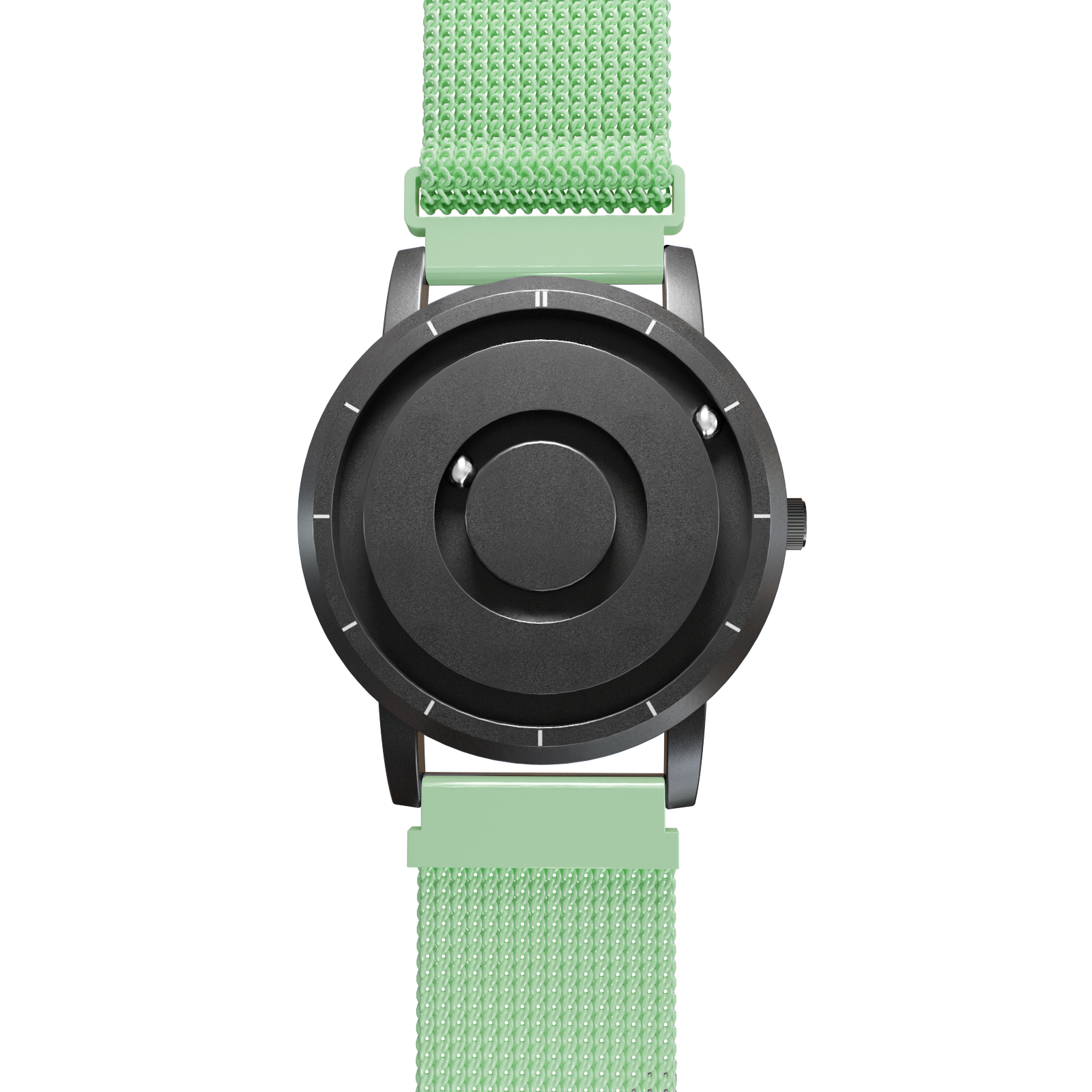 Magneto-Watch-Jupiter-Black-Maschenarmband-Mint-Front