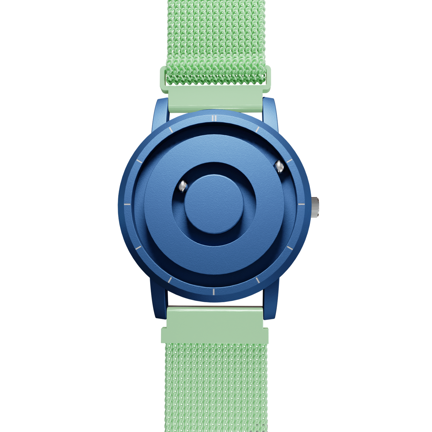 Magneto-Watch-Jupiter-Blue-Maschenarmband-Mint-Front