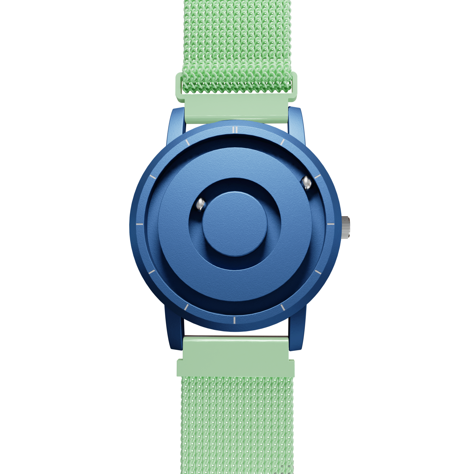Magneto-Watch-Jupiter-Blue-Maschenarmband-Mint-Front