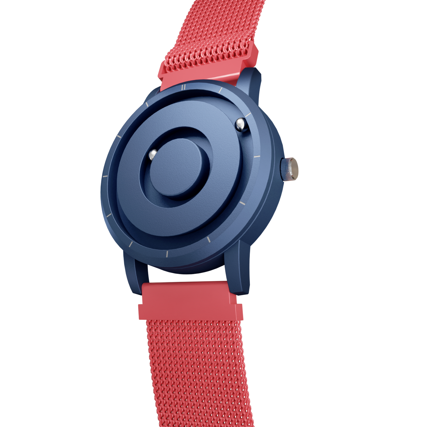Magneto-Watch-Jupiter-Blue-Maschenarmband-Rot-Side