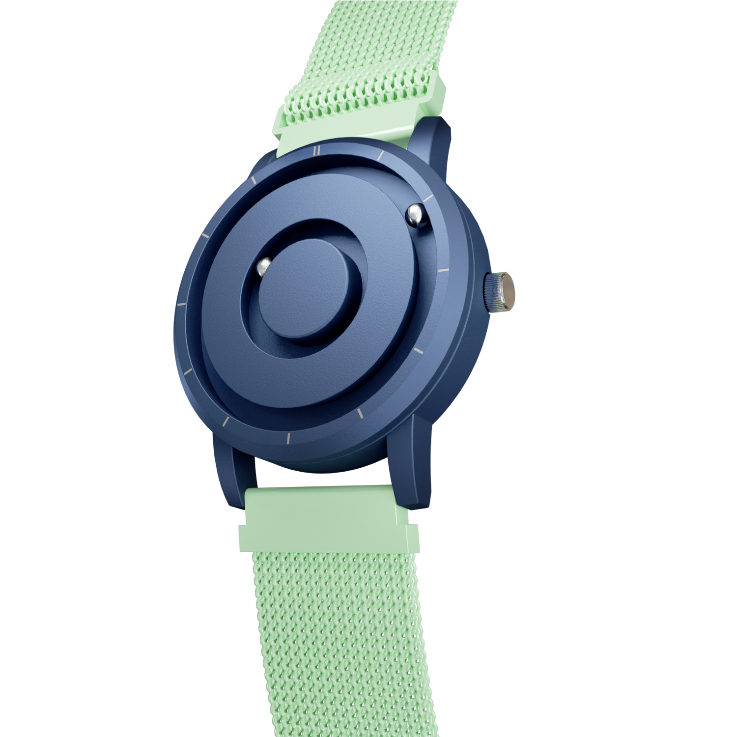 Magneto-Watch-Jupiter-Blue-Maschenarmband-Schwarz-Mint-Side