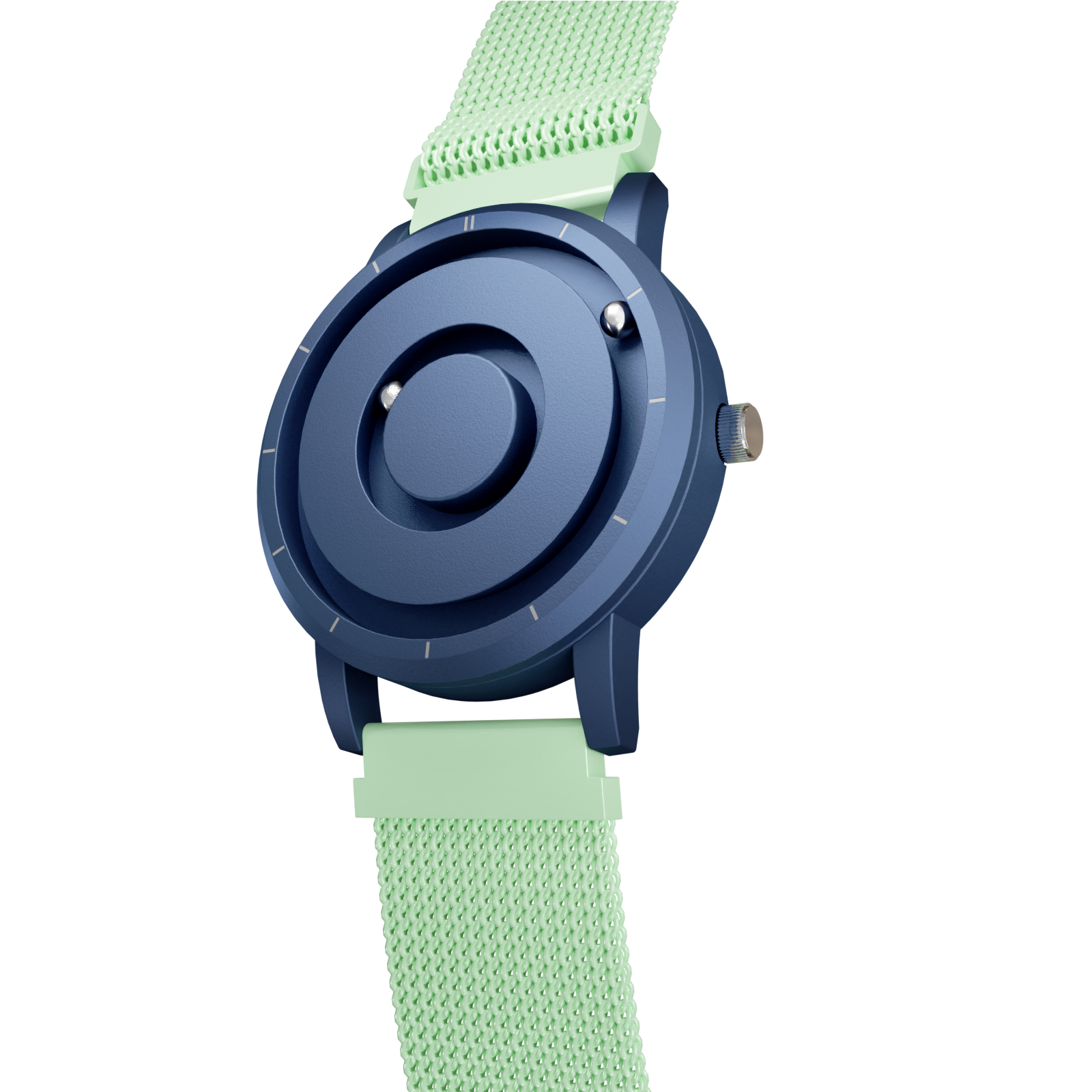 Magneto-Watch-Jupiter-Blue-Maschenarmband-Schwarz-Mint-Side