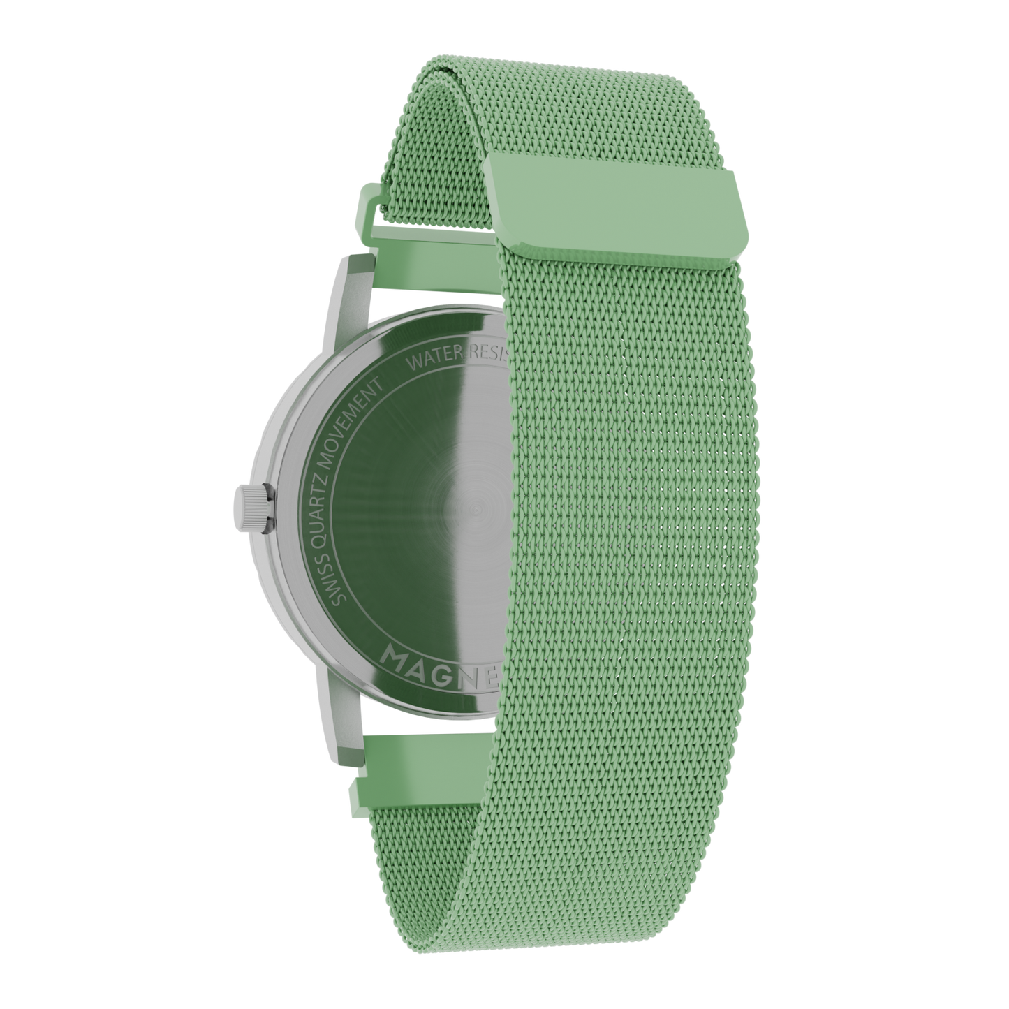 Magneto-Watch-Komet-Silver-Maschenarmband-Mint-Back