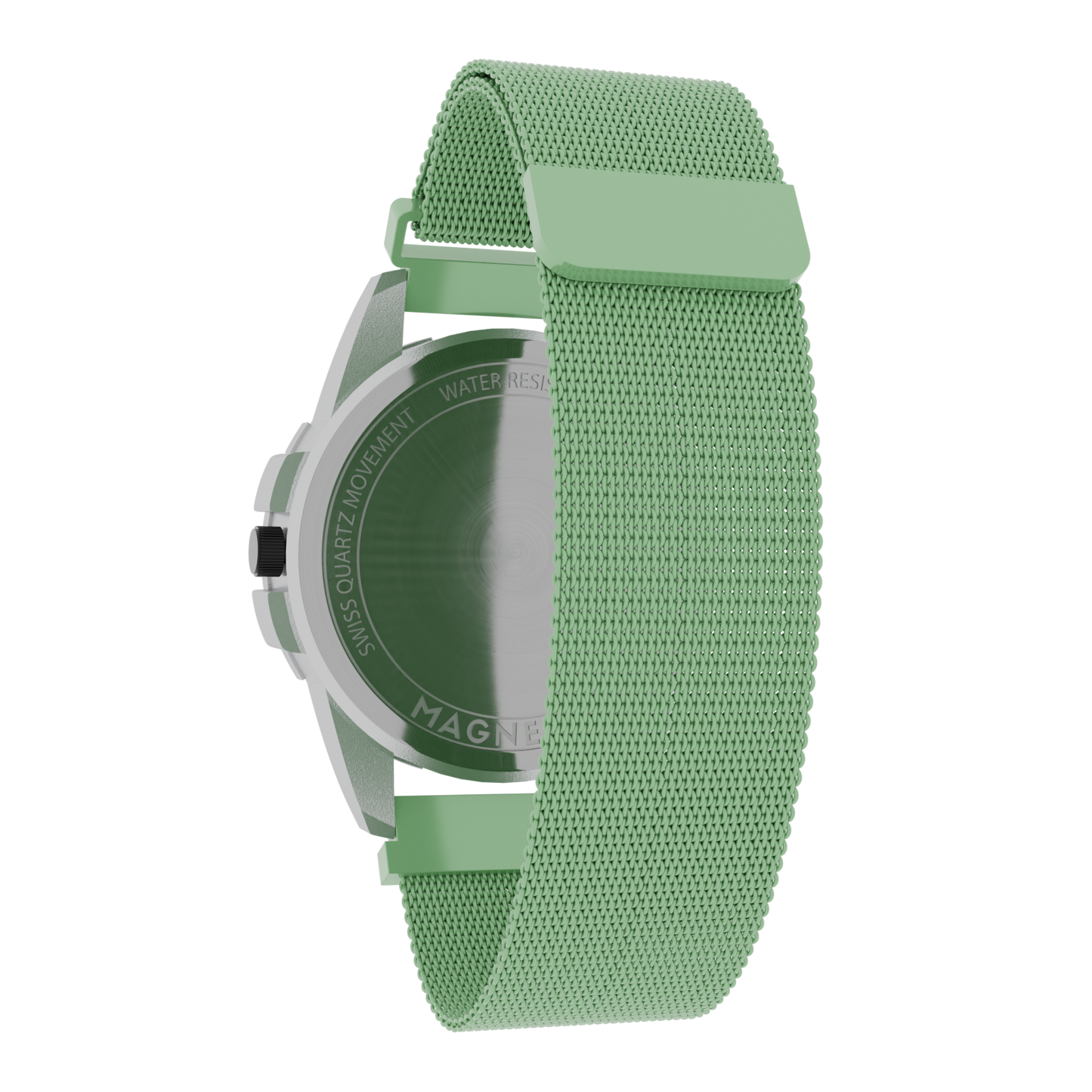 Magneto-Watch-Uranus-Red-Maschenarmband-Mint-Back