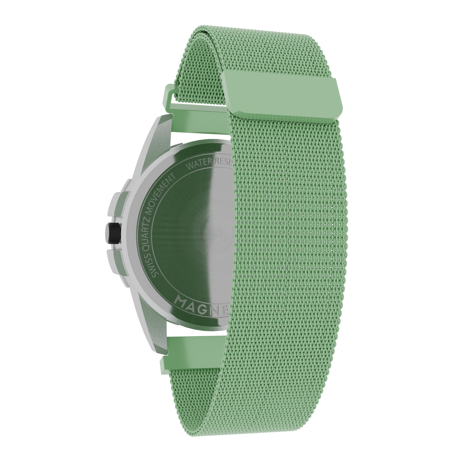 Magneto-Watch-Uranus-Red-Maschenarmband-Mint-Back