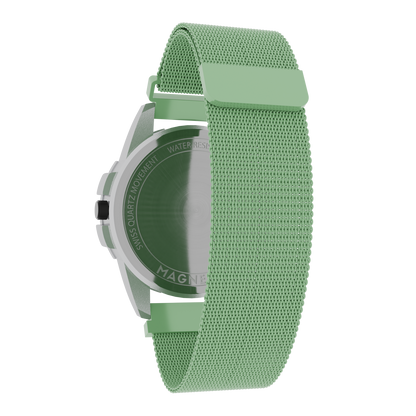 Magneto-Watch-Uranus-Red-Maschenarmband-Mint-Back