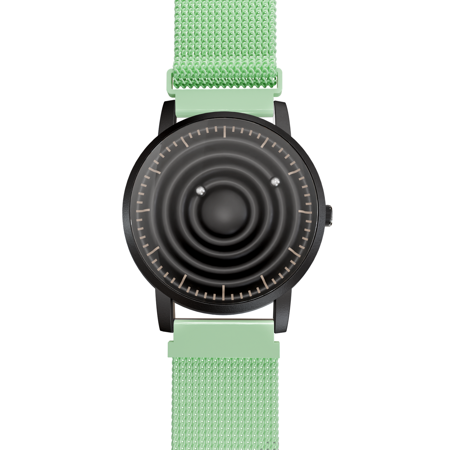 Magneto-Watch-Wave-Black-Maschenarmband-Mint-Front