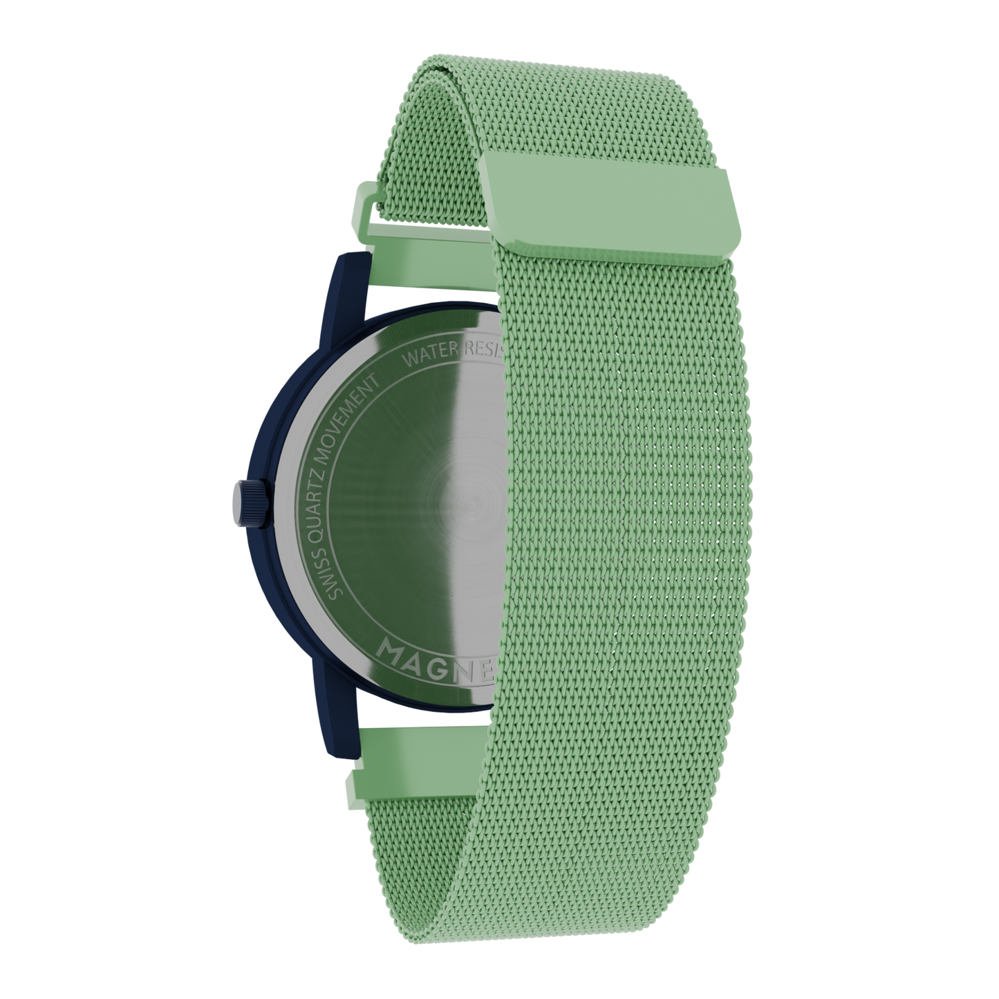 Magneto-Watch-Wave-Blue-Maschenarmband-Mint-Back