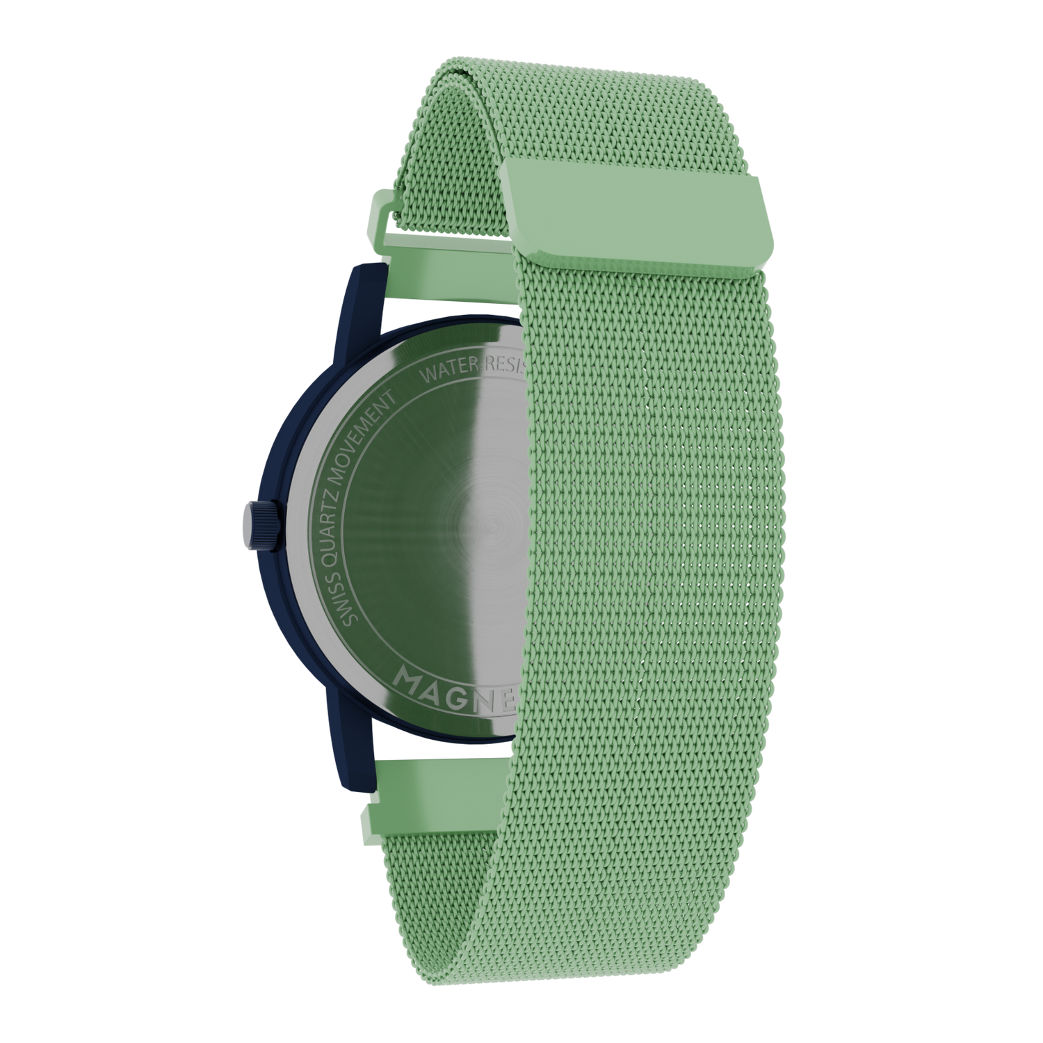 Magneto-Watch-Wave-Blue-Maschenarmband-Mint-Back