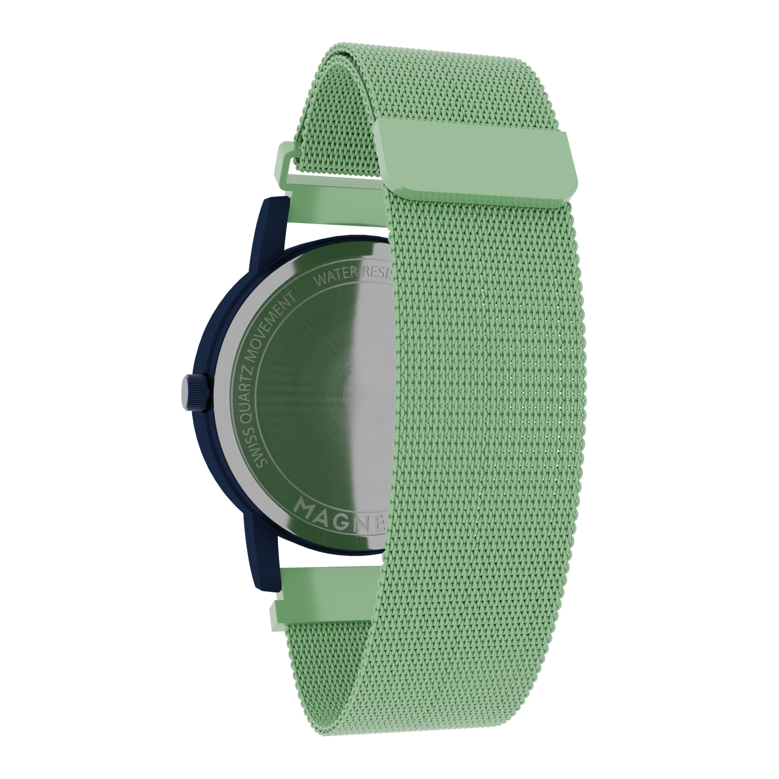 Magneto-Watch-Wave-Blue-Maschenarmband-Mint-Back