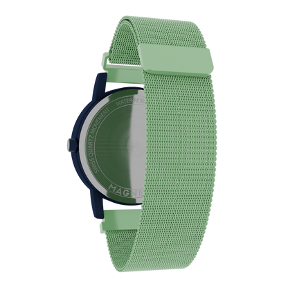 Magneto-Watch-Wave-Blue-Maschenarmband-Mint-Back