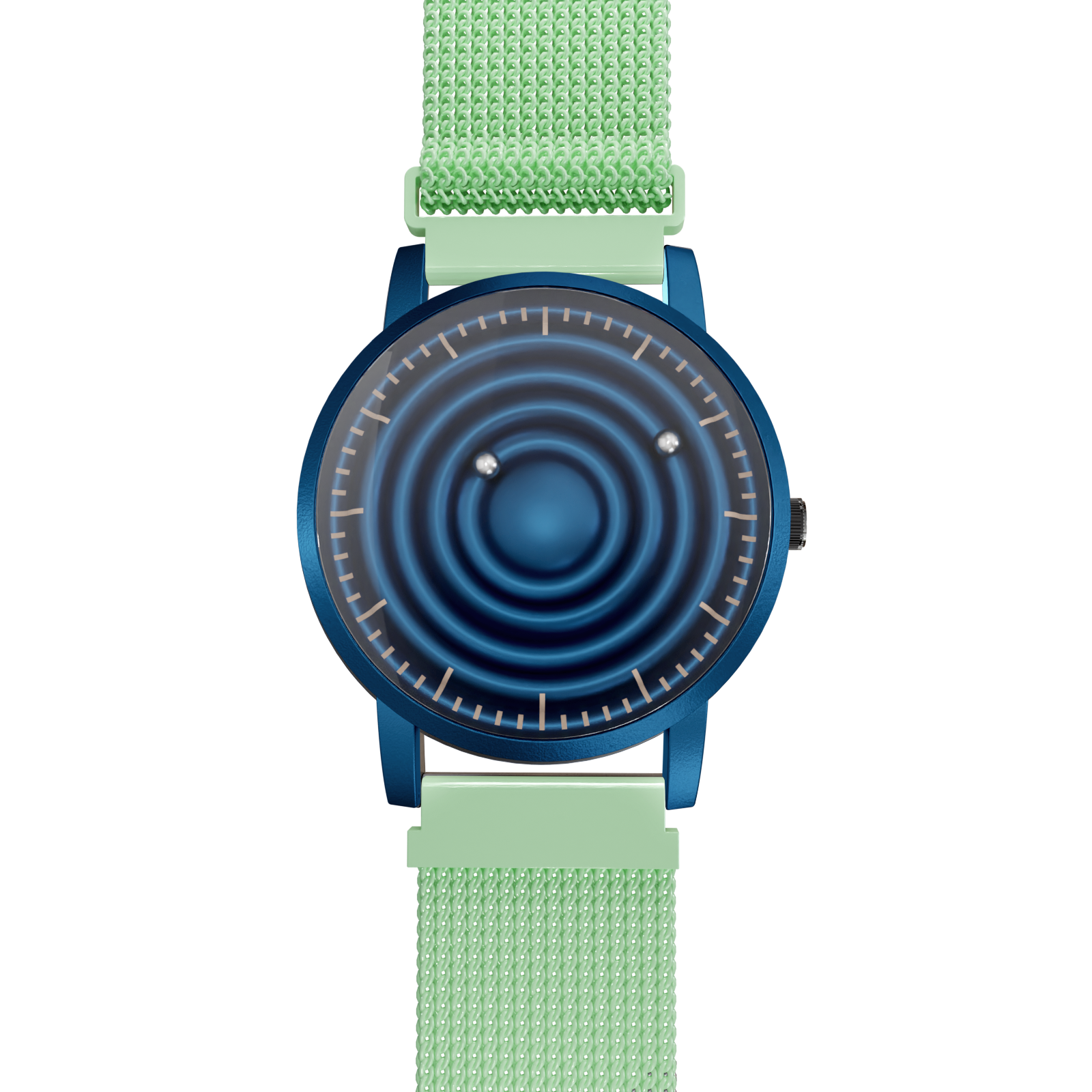 Magneto-Watch-Wave-Blue-Maschenarmband-Mint-Front