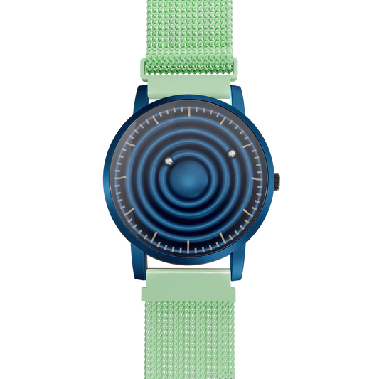 Magneto-Watch-Wave-Blue-Maschenarmband-Mint-Front