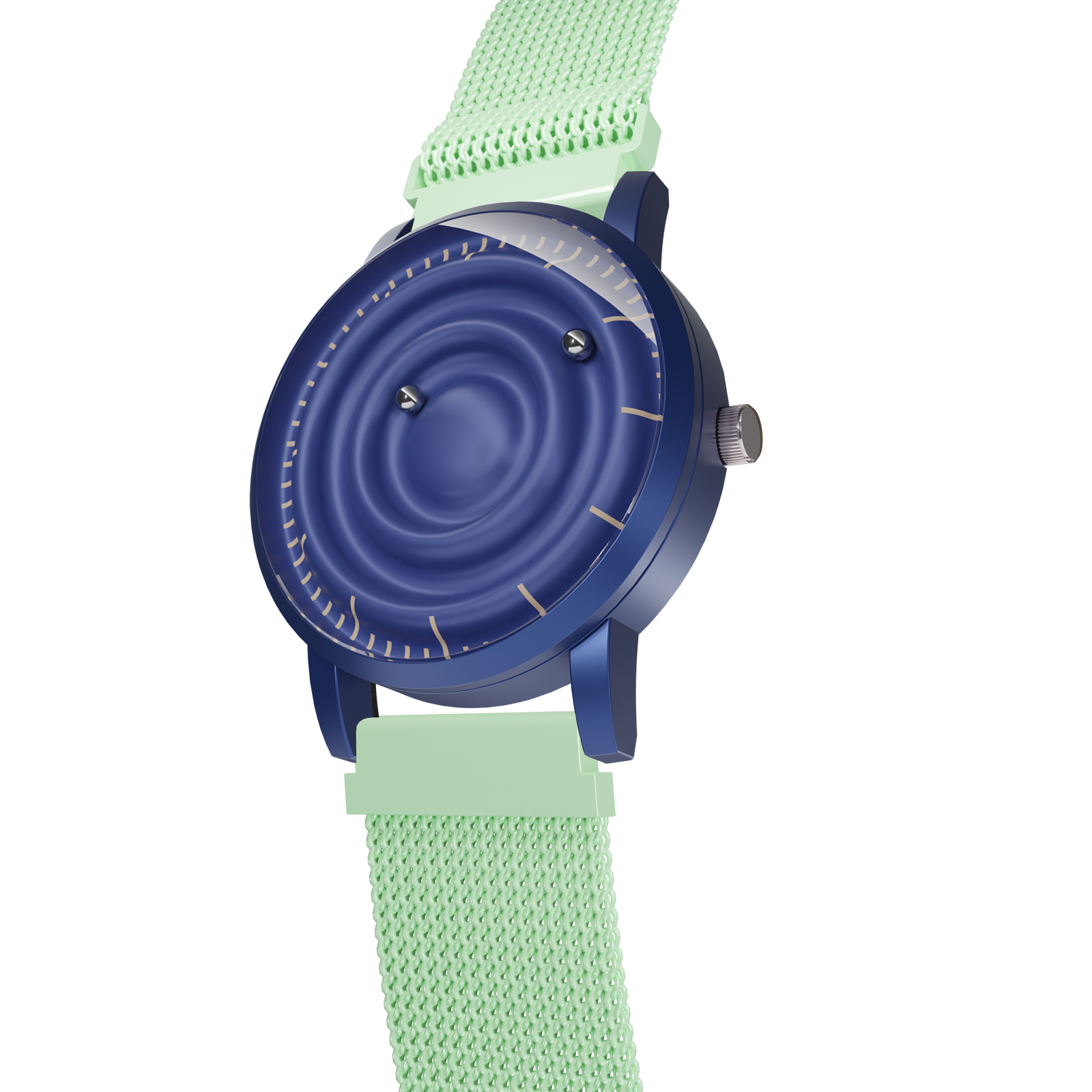 Magneto-Watch-Wave-Blue-Maschenarmband-Mint-Side