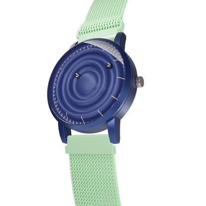 Magneto-Watch-Wave-Blue-Maschenarmband-Mint-Side