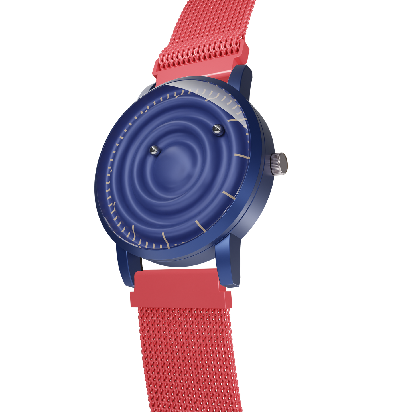     Magneto-Watch-Wave-Blue-Maschenarmband-Rot-Side