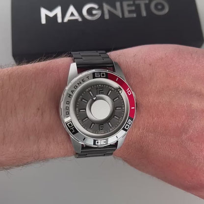 Magneto-Watch-Uranus-Red-Edelstahl-Schwarz-Handgelenk-Video