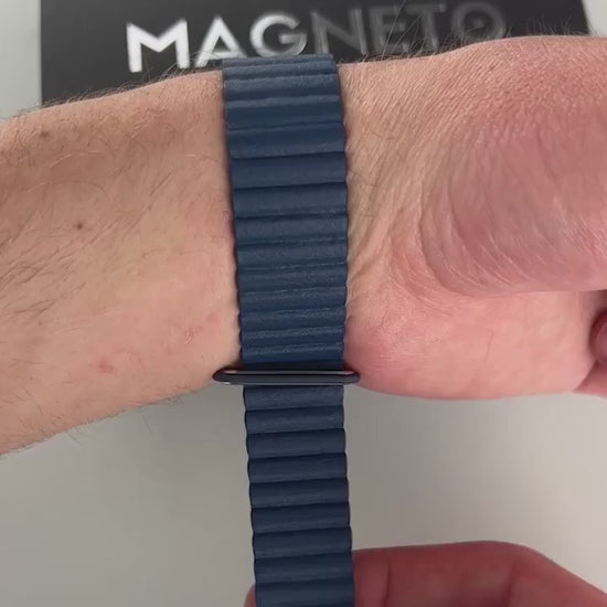 Magneto-Watch-Komet-Black-Kunstleder-Magnetisch-Blau-Handgelenk-Video