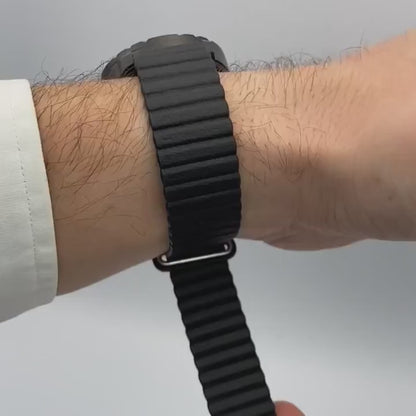 Magneto-Watch-Komet-Black-Kunstleder-Magnetisch-Schwarz-Handgelenk-Video