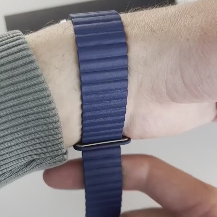 Magneto-Watch-Komet-Silver-Kunstleder-Magnetisch-Blau-Handgelenk-Video