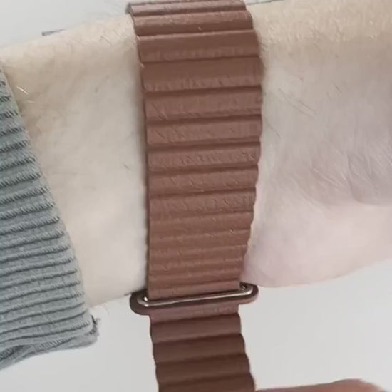 Magneto-Watch-Komet-Silver-Kunstleder-Magnetisch-Braun-Handgelenk-Video