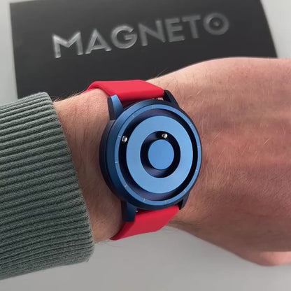 Magneto-Watch-Jupiter-Blue-Silikon-Rot-Handgelenk-Video