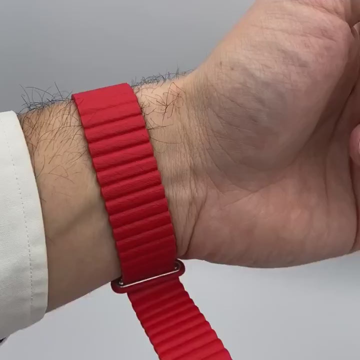 Magneto-Watch-Komet-Black-Kunstleder-Magnetisch-Rot-Handgelenk-Video