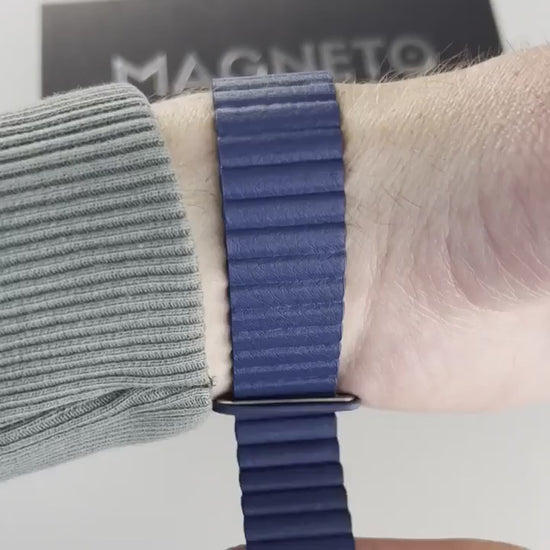 Magneto-Watch-Jupiter-Black-Kunstleder-Magnetisch-Blau-Handgelenk-Video