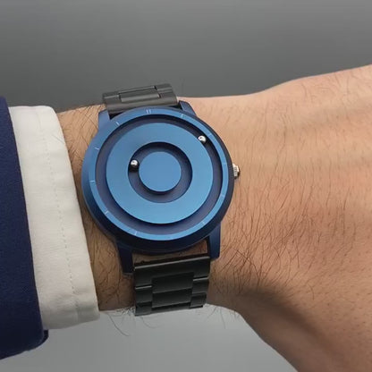  Magneto-Watch-Jupiter-Blue-Edelstahl-Schwarz-Handgelenk-Video