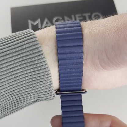 Magneto-Watch-Jupiter-Blue-Kunstleder-Magnetisch-Blau-Handgelenk-Video