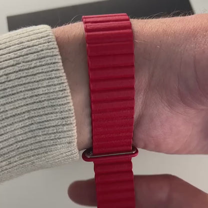 Magneto-Watch-Uranus-Red-Kunstleder-Magnetisch-Rot-Handgelenk-Video