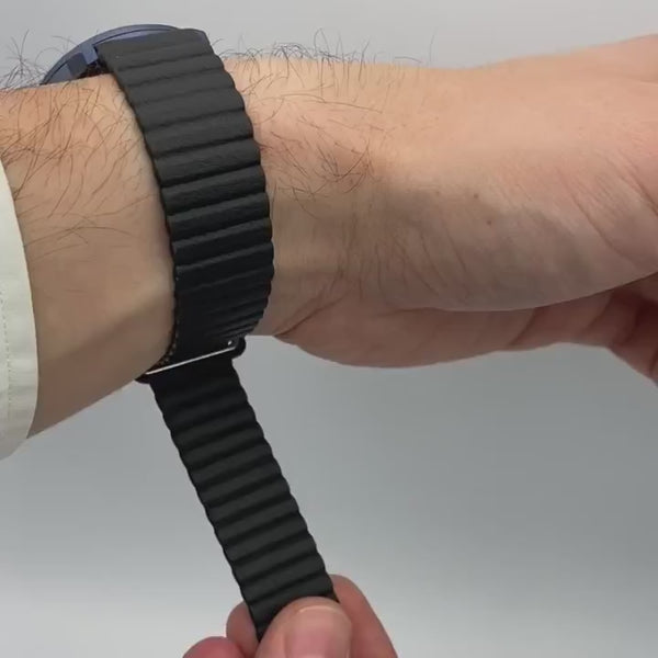 Magneto-Watch-Jupiter-Blue-Kunstleder-Magnetisch-Schwarz-Handgelenk-Video
