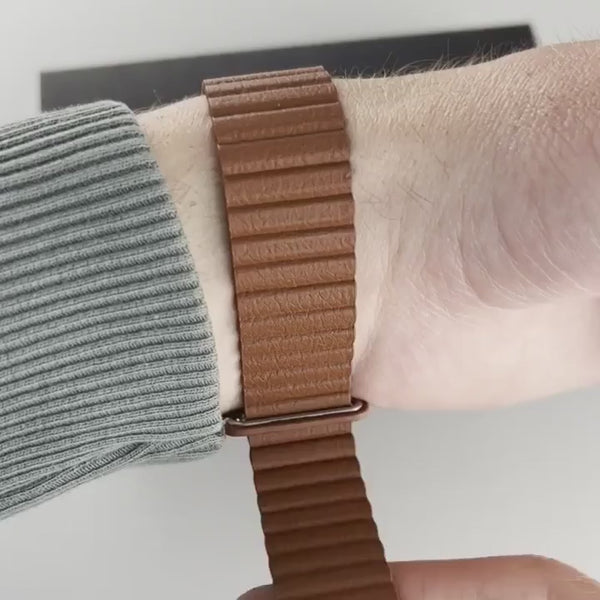 Magneto-Watch-Jupiter-Blue-Kunstleder-Magnetisch-Braun-Handgelenk-Video